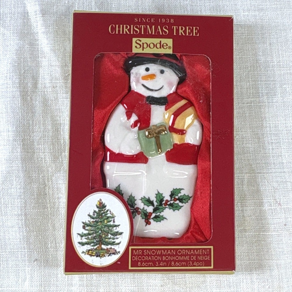 Spode Christmas Tree Mr Snowman Ceramic Ornament New in Box